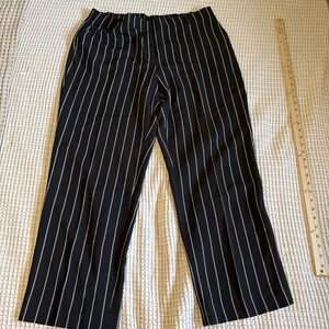 Anne Klein Pants Pinstripe Trousers Womens XL Black White Excellent Wide Leg